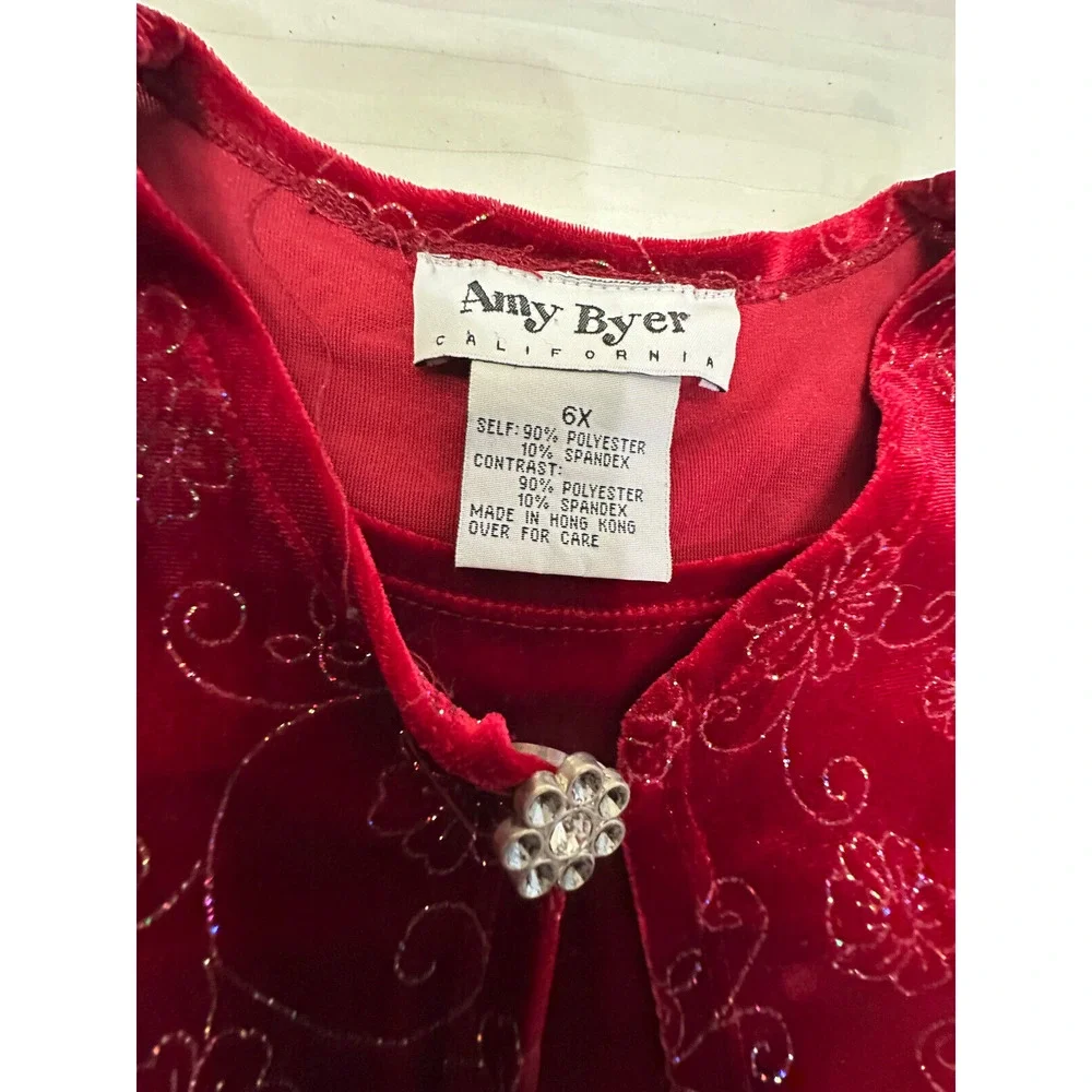🍎🍎🍎  AMY BYER GIRLS VELOUR DRESS SIZE 6X 🍎🍎🍎 - Picture 2 of 5